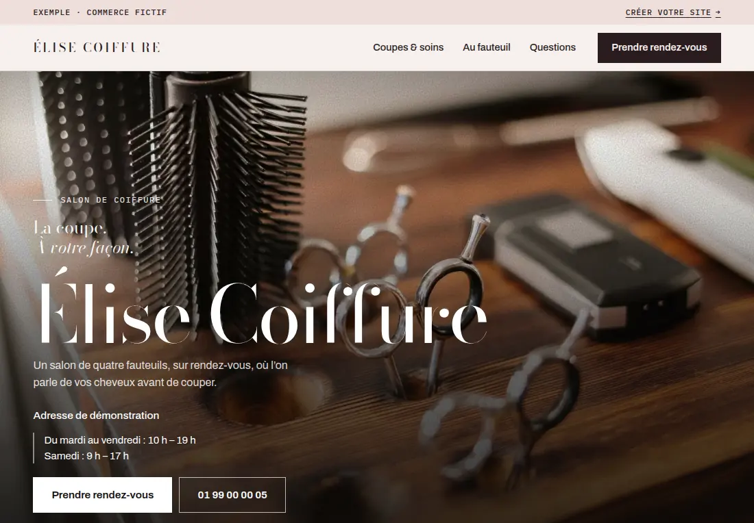 Le site Élise Coiffure