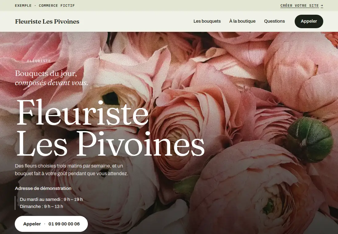 Le site Fleuriste Les Pivoines