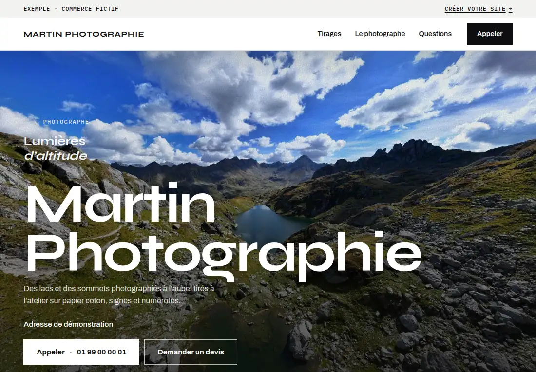 Aperçu du site de démonstration Martin Photographie