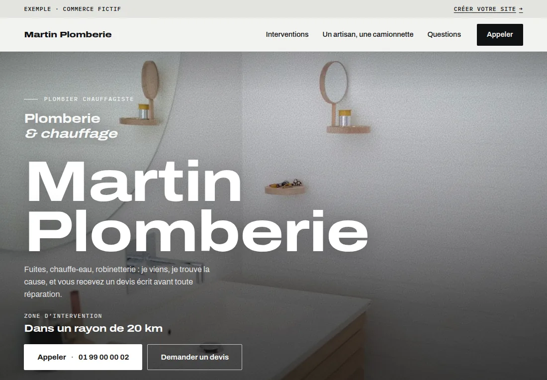Aperçu du site de démonstration Martin Plomberie